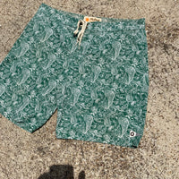 Mollusk California Green White Swim Trunks Board Shorts