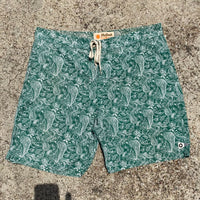 Mollusk California Green White Swim Trunks Board Shorts