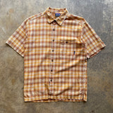 Mens Patagonia Collared Button Up Orange Plaid Shirt