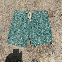 Mollusk California Green White Swim Trunks Board Shorts