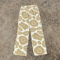 Bailey Rose Smiley Face Tan / White Cotton Jeans