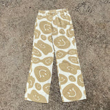 Bailey Rose Smiley Face Tan / White Cotton Jeans