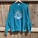 1990s Wyoming Winter Nature Teal / Turquoise Vintage Crewneck Sweatshirt