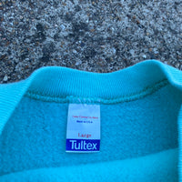 1980s Tultex Vintage Teal Raglan Crewneck Sweatshirt