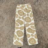 Bailey Rose Smiley Face Tan / White Cotton Jeans