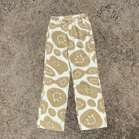 Bailey Rose Smiley Face Tan / White Cotton Jeans