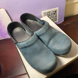 Dansko Womens Blue Suede Professional Clogs Shoes