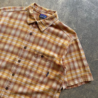 Mens Patagonia Collared Button Up Orange Plaid Shirt