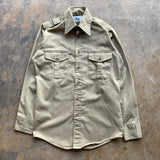 1970s Woolrich True Vintage Military Style Tan Button Up Collared Shirt