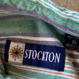 90s Stockton Vertical Striped Colorblock Button Up Shirt
