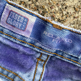 Vintage Faded Glory Soray Paint Hand Drawn Purple Blue Denim Jean Shorts