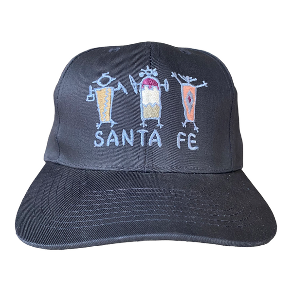 Santa Fe New Mexico Vintage Embroidered Black Snapback Hat