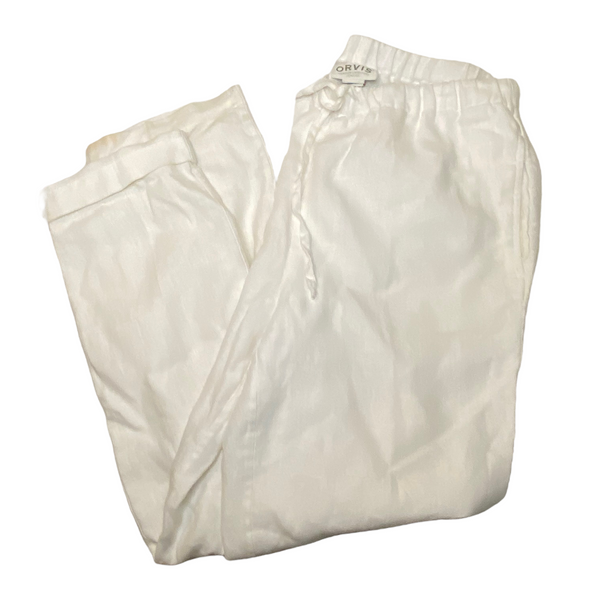 Orvis Womens White Linen Relaxed Fit Pants